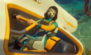 Kobieta w skafandrze steruje pojazdem pod wodą. Czy Subnautica jest multiplayer? To pytanie nurtuje wielu graczy eksplorujących ten podwodny świat.