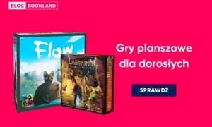 Dwie gry planszowe: "Flow" z kotem i psem oraz "Labyrinth: Paths of Destiny" z postaciami fantasy.