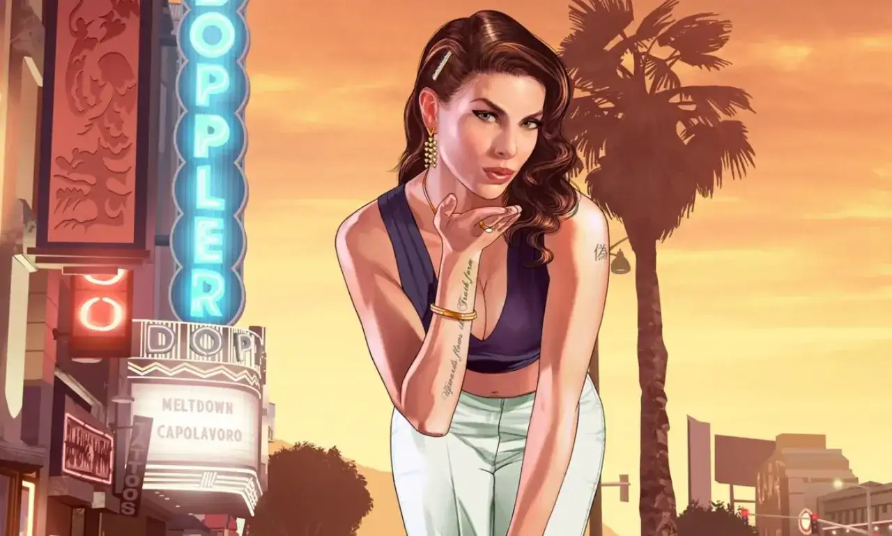 Kobieta w Los Santos posyła całusa, marząc o kasie w GTA 5.