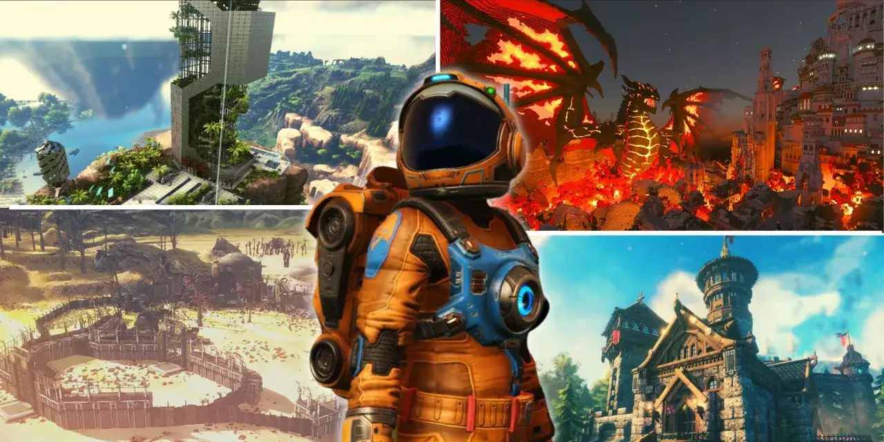 Astronaut w pomarańczowym skafandrze, smoki, futurystyczne budowle i średniowieczne zamki – to wszystko w grach survival multiplayer.