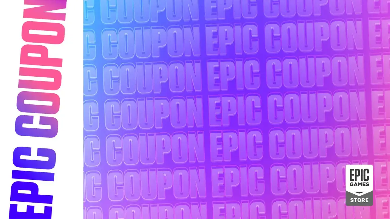 Kupon Epic Games z gradientem różowo-fioletowym. Szukaj kodu rabatowego na instant gaming!