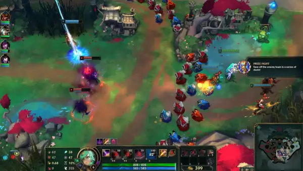 Bitwa w Nexus Blitz: gracze walczą w pojedynkach, a na ekranie widać efekty magicznych ataków i kolorową mapę gry.