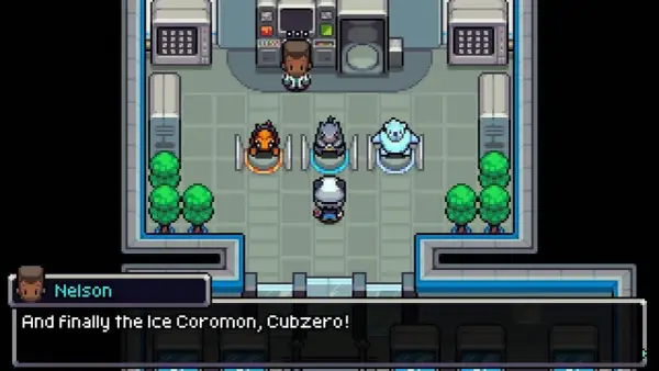 Gracz w grze typu gry pokemon na pc wybiera swojego nowego towarzysza.