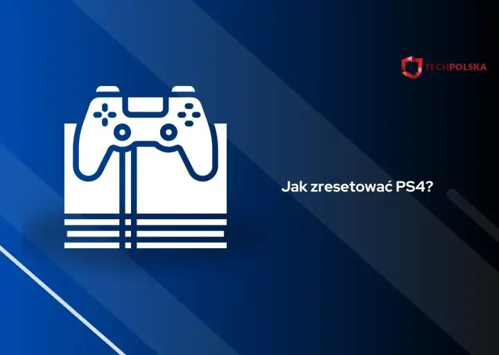 Ikona konsoli PS4 z padem na tle gradientu niebieskiego.